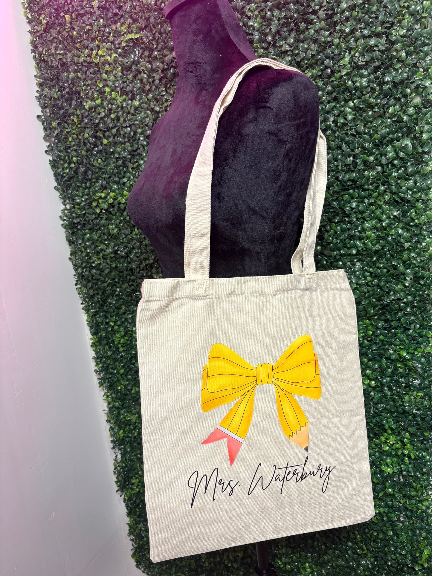 Pencil Bow Tote Bag
