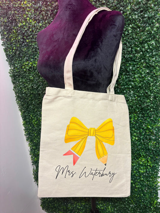 Pencil Bow Tote Bag